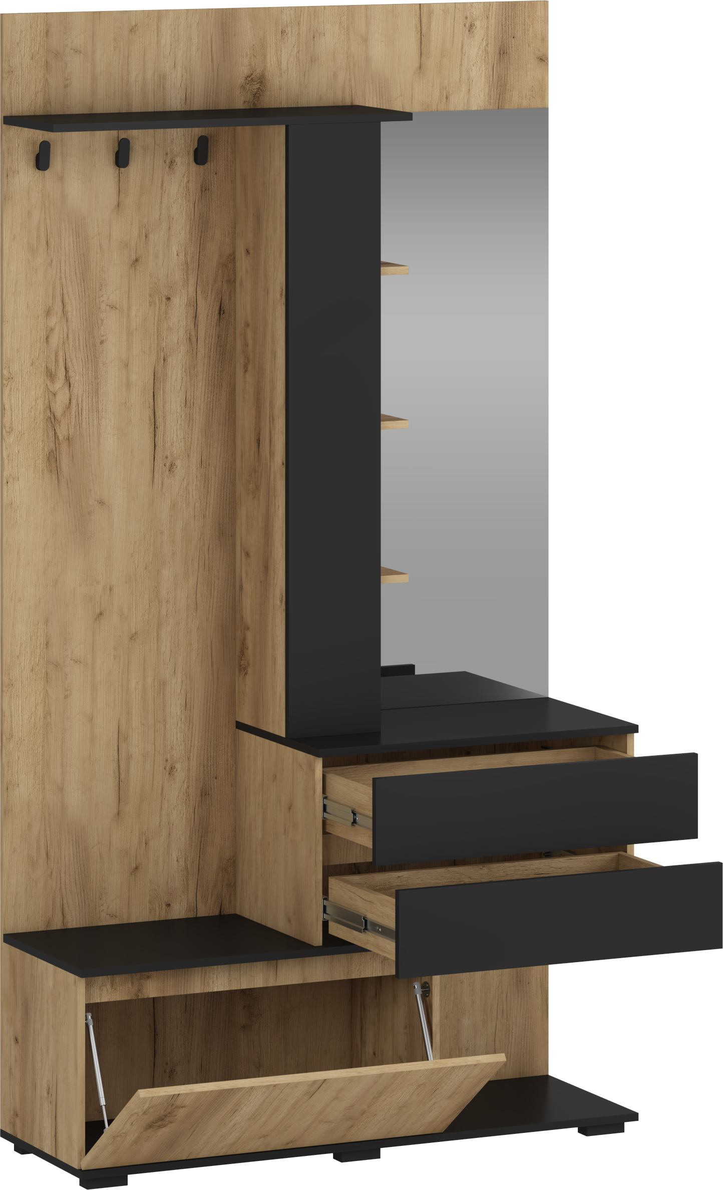 BAFRA hall, golden oak / black - slika 3
