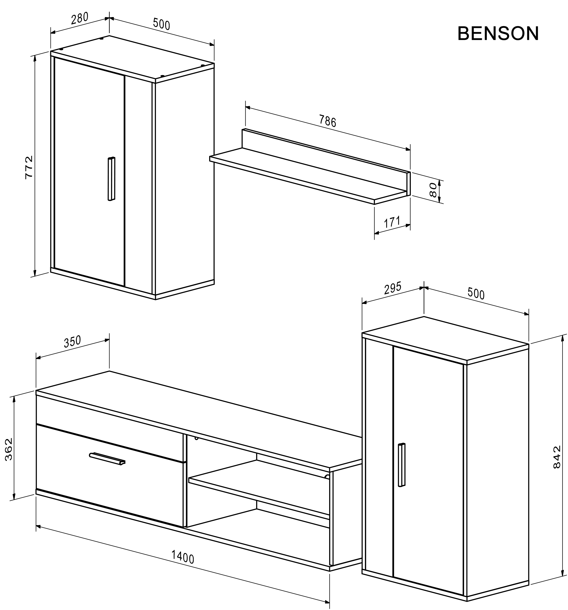 BENSON set color: artisan oak / black - slika 6